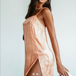 Motel orange and tiger print slip dress